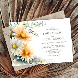 Orange and White Daisies Wedding  Invitation