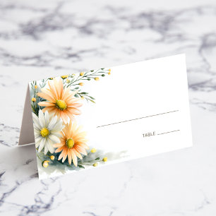 Orange and White Daisies Wedding Place Card