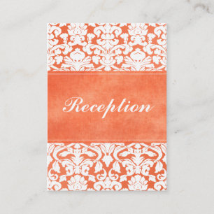 Orange and White Damask on Linen Enclosure Card