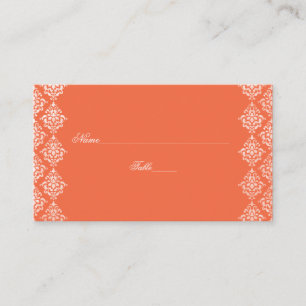 Orange and White Damask Wedding Place Cards