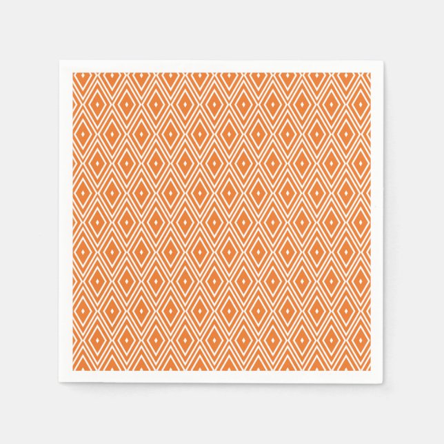Orange and White Diamond Design Napkins (Front)