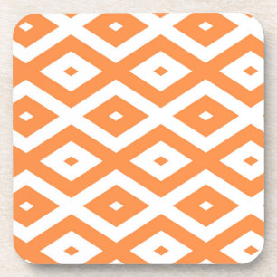 Orange and white diamond pattern coaster
