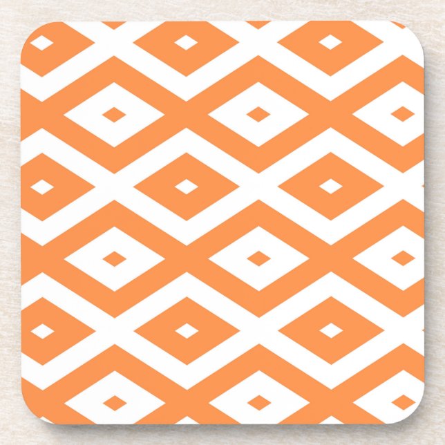 Orange and white diamond pattern coaster (Front)