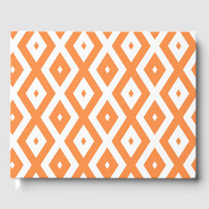 Orange and white diamond pattern guest book