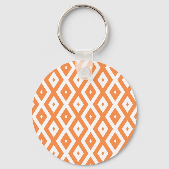 Orange and white diamond pattern key ring (Front)