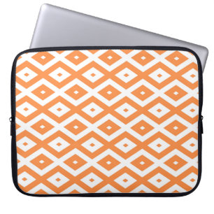 Orange and white diamond pattern laptop sleeve
