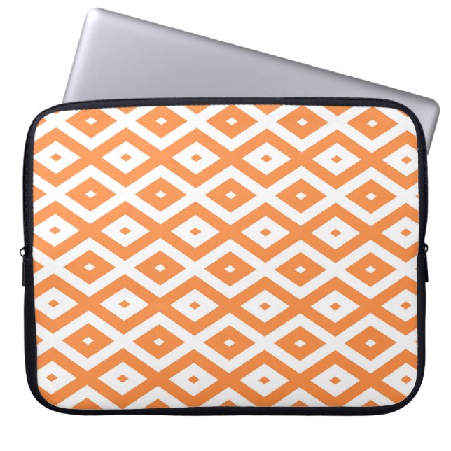 Orange and white diamond pattern laptop sleeve (Front)