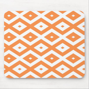 Orange and white diamond pattern mouse pad