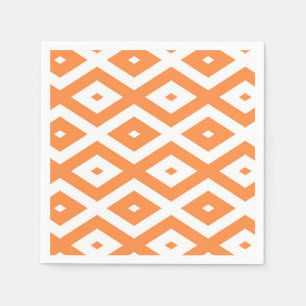 Orange and white diamond pattern napkin