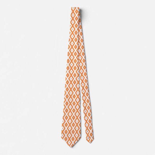 Orange and white diamond pattern tie (Front)