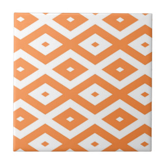 Orange and white diamond pattern tile