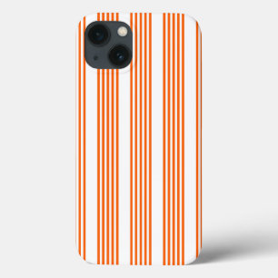 Orange and white five stripes pattern iPhone 13 case