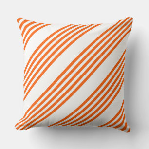 Orange and white five stripes pattern cushion