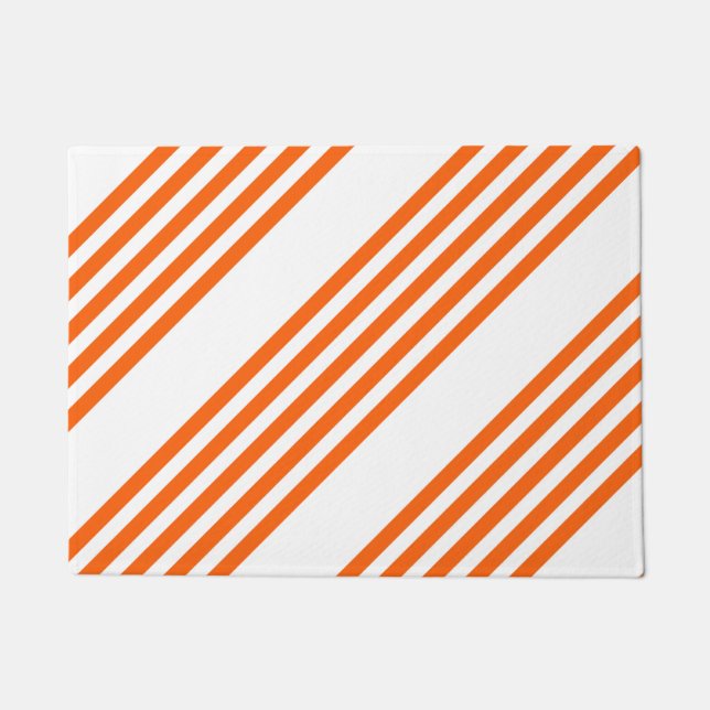 Orange and white five stripes pattern doormat (Front)