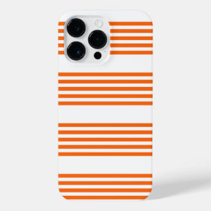 Orange and white five stripes pattern iPhone 14 pro max case