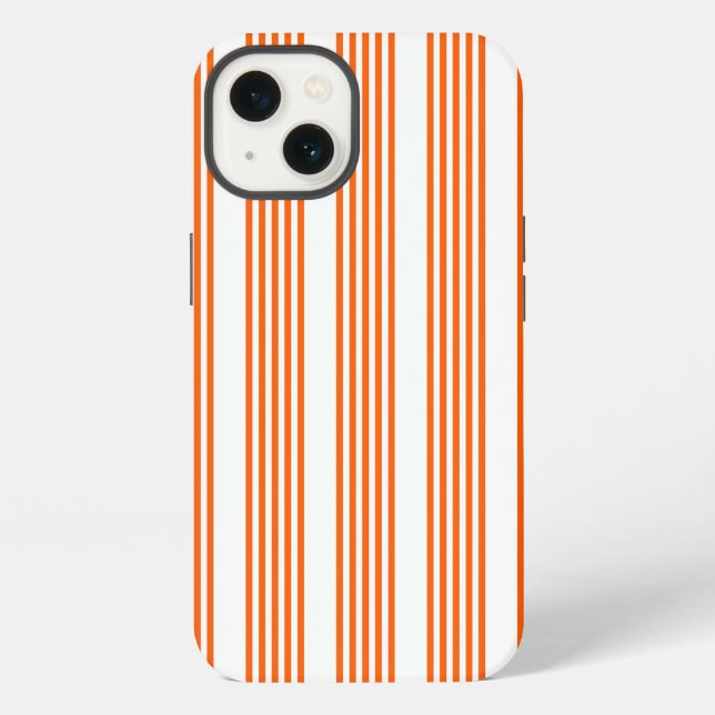 Orange and white five stripes pattern iPhone case (Back)