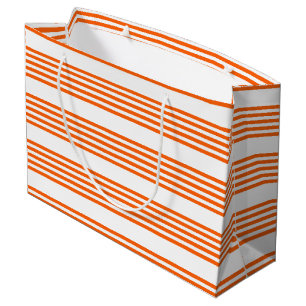 Orange and white five stripes pattern large gift bag