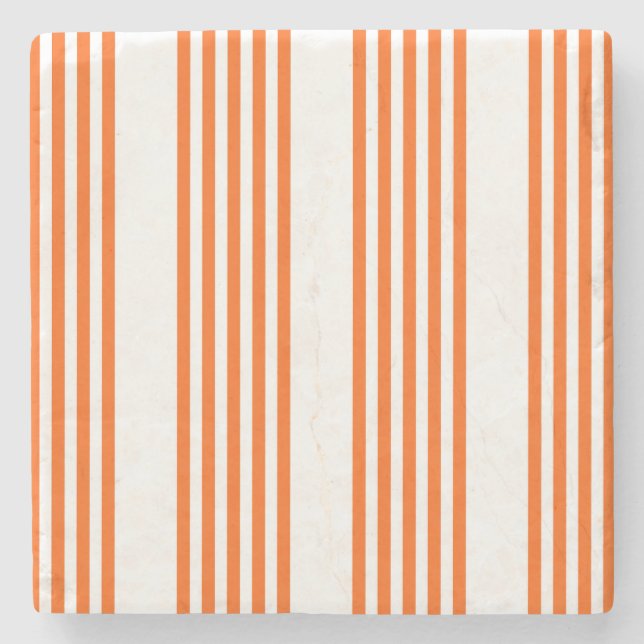 Orange and white five stripes pattern stone coaster (Front)