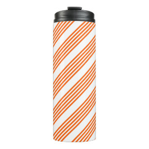 Orange and white five stripes pattern thermal tumbler