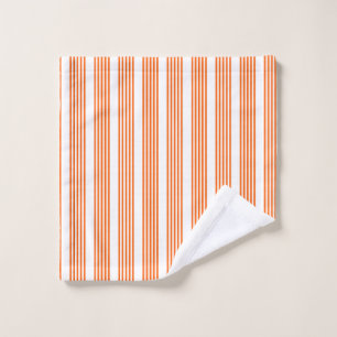 Orange and white five stripes pattern wash cloth