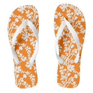 Orange And White Floral Repeating Pattern Jandals