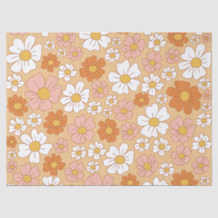 Orange and White Floral Tissue Paper