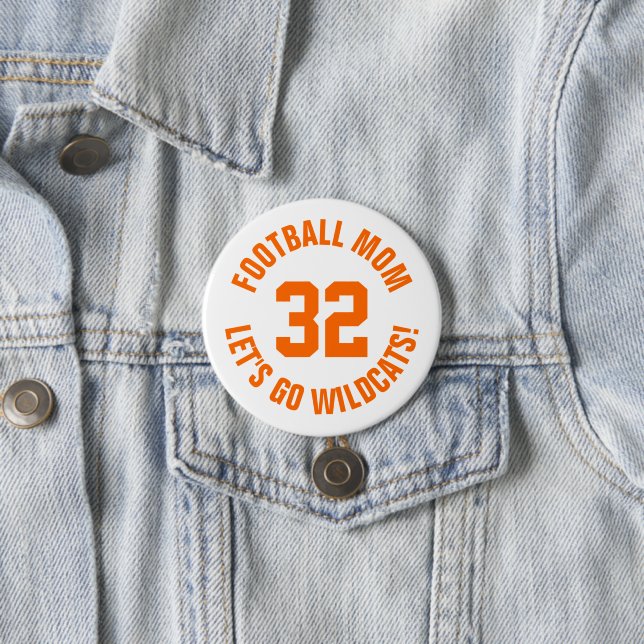Orange and White Football Mum Jersey Number 7.5 Cm Round Badge (In Situ)