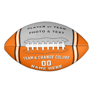 Orange and White Football with Photo, Personalized