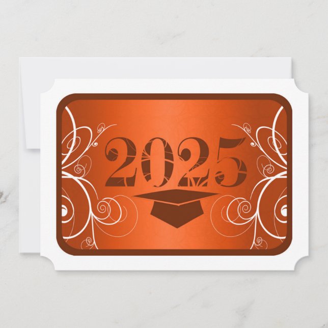 Orange and White Frame Graduation Invitation (Front)