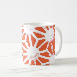 Orange and white geometric pattern coffee mug