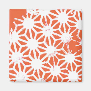 Orange and white geometric pattern magnet
