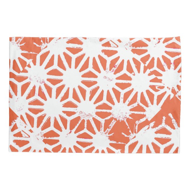 Orange and white geometric pattern pillowcase (Back)