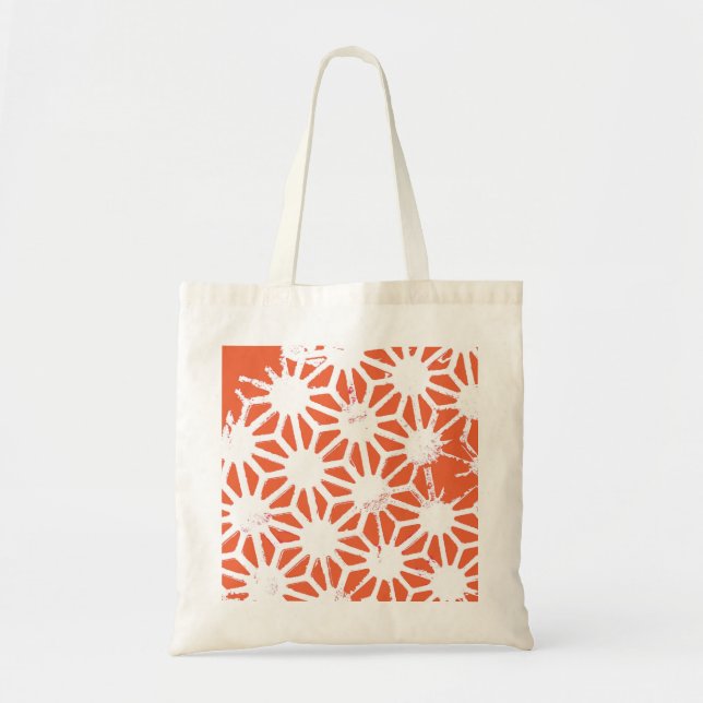 Orange and white geometric pattern tote bag (Front)