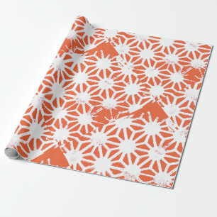 Orange and white geometric pattern wrapping paper