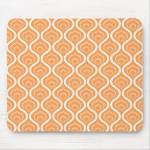Orange and White Geometric Retro Mouse Pad