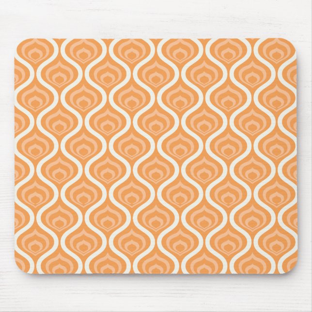 Orange and White Geometric Retro Mouse Pad (Front)