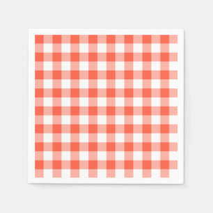 Orange And White Gingham Check Pattern Napkin