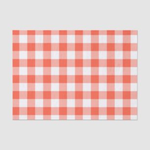 Orange And White Gingham Check Pattern Tissue Paper