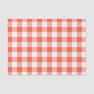 Orange And White Gingham Check Pattern Tissue Paper