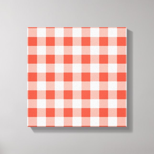 Orange and White Gingham Pattern Canvas Print (Front)
