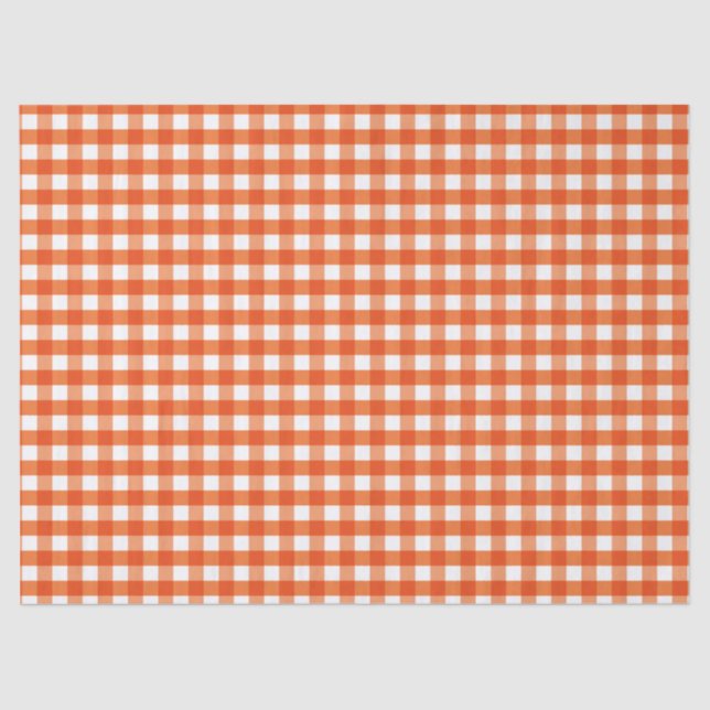 Orange and White Gingham Pattern Tissue Paper (Front)