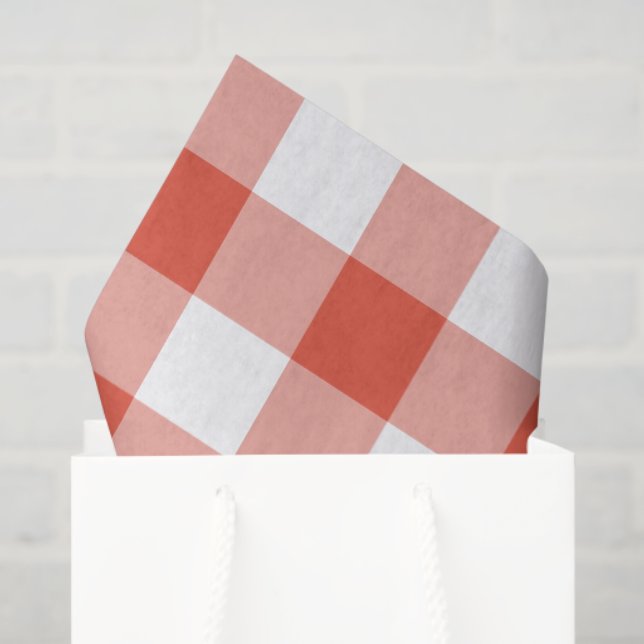 Orange and White Gingham Pattern Tissue Paper (Gift Bag)