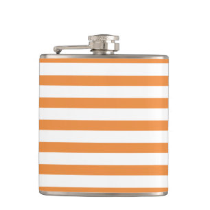 Orange and White Horizontal Stripe Hip Flask