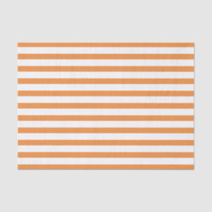 Orange and White Horizontal Stripe Tissue Paper