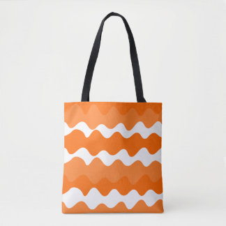 Orange and white horizontal waves pattern design  tote bag