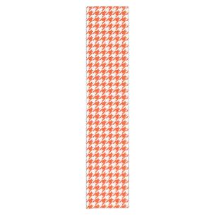 Orange and White Houndstooth Check Short Table Runner