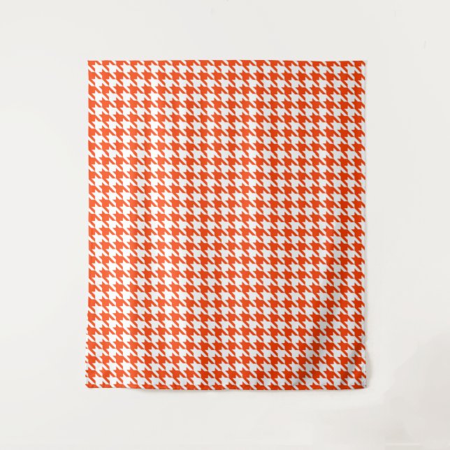 Orange and White Houndstooth Check Tapestry (Front)