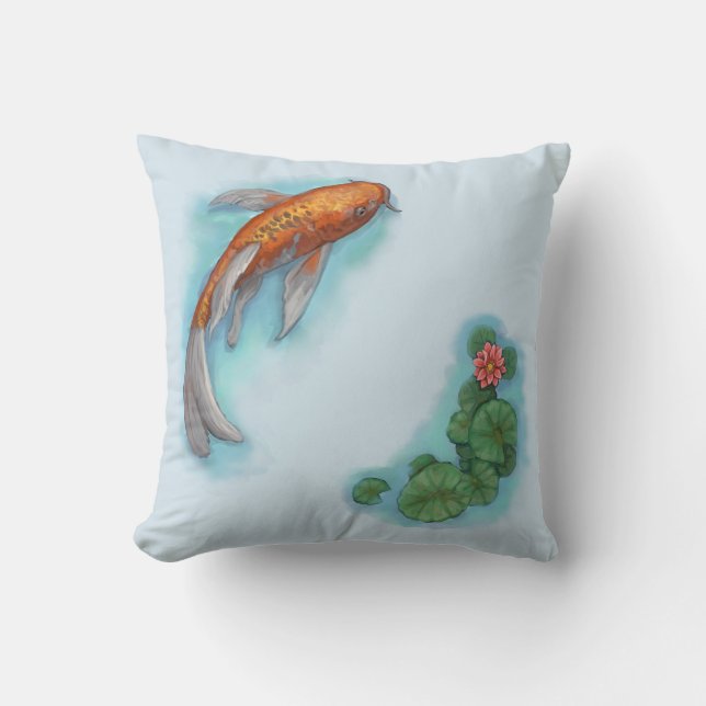Orange and White Koi Fish Cushion (Front)