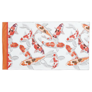 Orange and white koi fish pillowcase