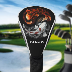 Orange And White Lucky Koi Fish Japan Art Custom Golf Head Cover